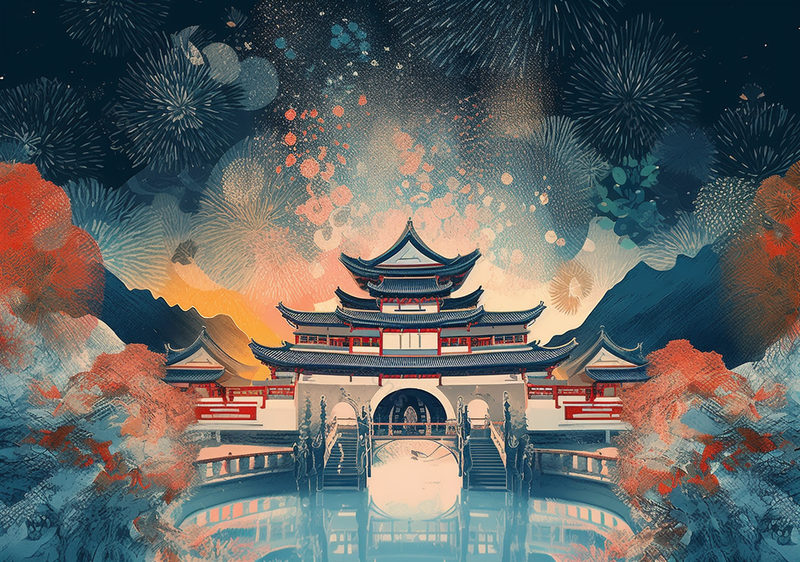 古建筑国潮风背景插画,插画/手绘图,插画/手绘图库,插画/手绘图下载,插画/手绘